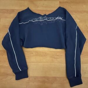 Adidas Navy Blue Cropped Sweatshirt
